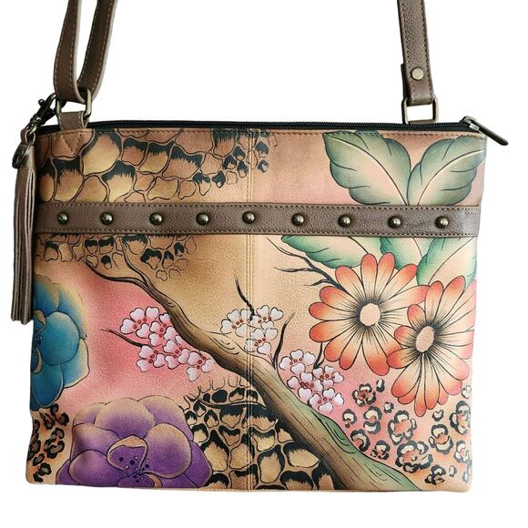 Anuschka S.M.D.C Medium Crossbody Convertible Purse Adjustable Floral Safari - Picture 3 of 16